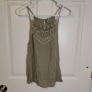 Earthbound S Lace Trim Olive Camisole